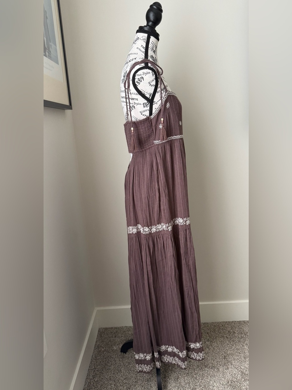 American Eagle Outfitters Brown Embroidered Maxi Dress - Picture 6 of 11